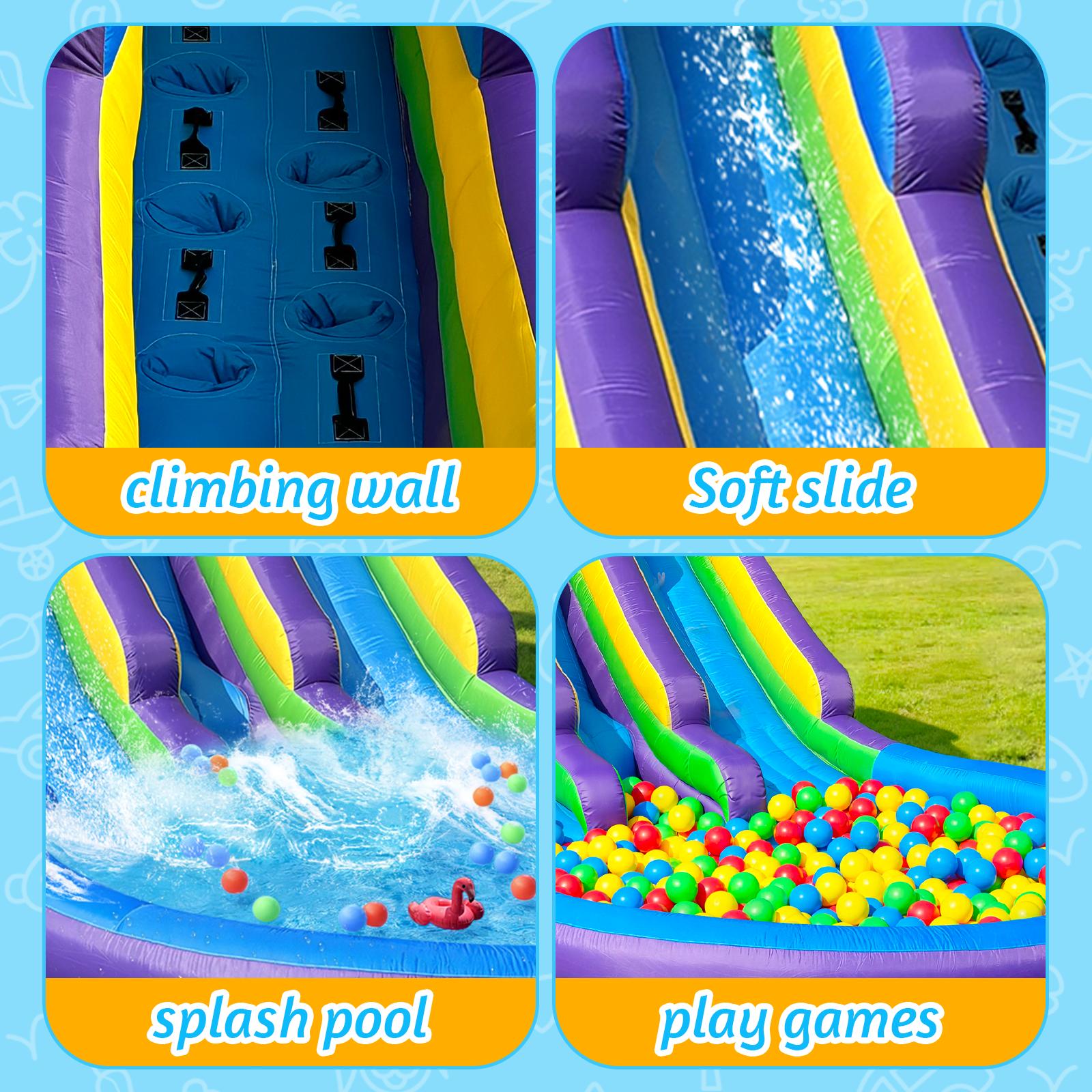 Sunglasses Inflatable Double Water Slide for Kids and Adults with Large Splash Pool Backyard Party Oxford Water Slide inflatable Water Slide for