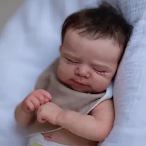 19" (48cm) Realistic Reborn Baby Doll with 3D-Painted Light Beige & Visible Veins - Soft Vinyl Lifelike Newborn Bebe Boy/Girl with Expressive Eyes, Closed Eyes & Closed Mouth - Safe Non-Toxic Material