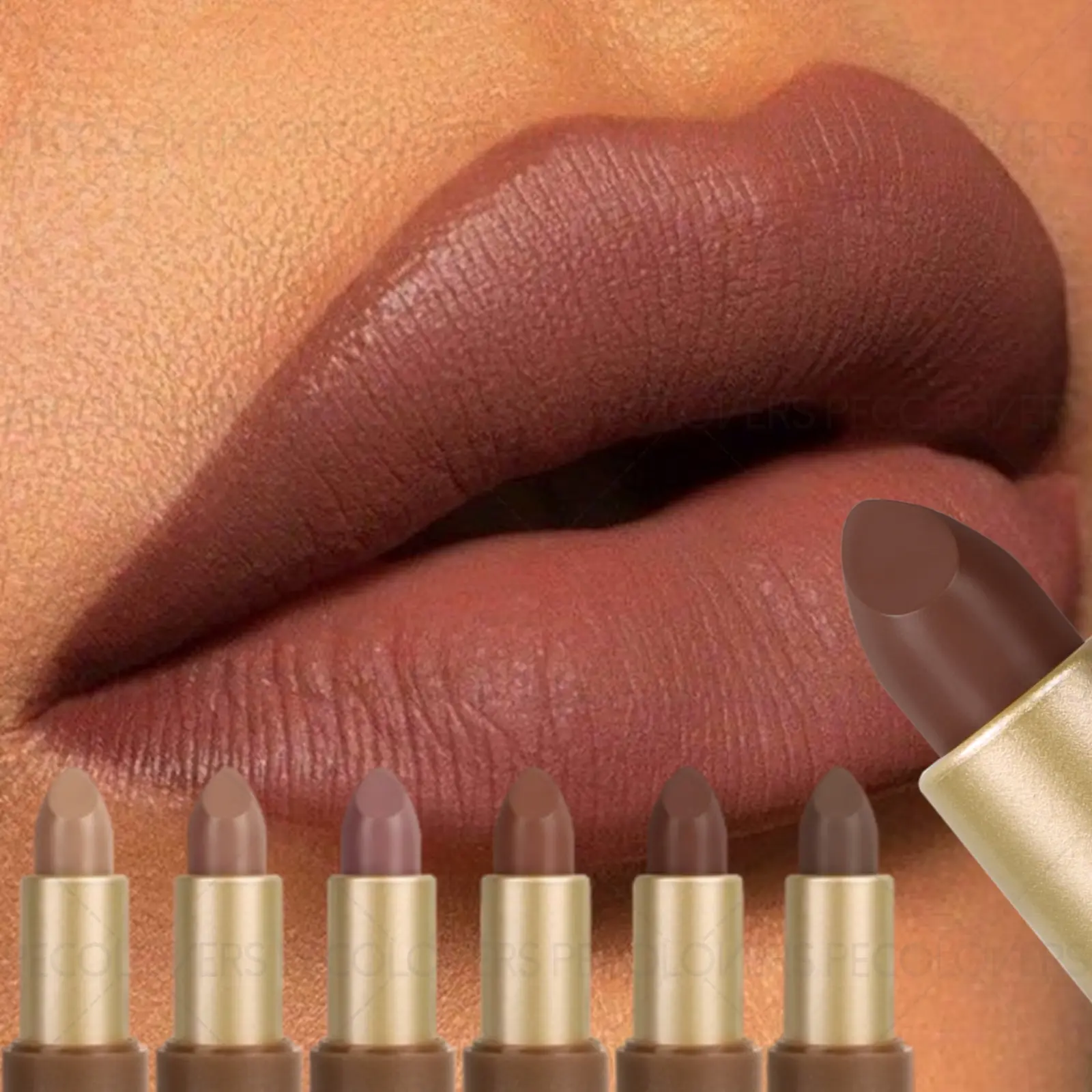 6pcs/set Velvet Matte Brown Lipstick, Light, Convenient and Durable, High Pigment, Non-stick Cup, Silky, Ideal Holiday Gift Series