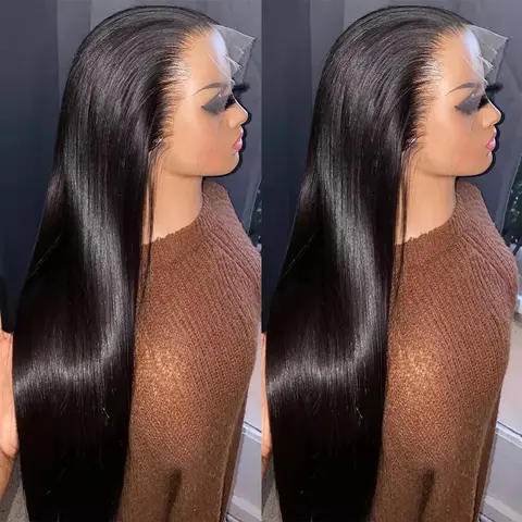 MYLOCKME Hair 13x6 Lace Frontal Human Hair Wigs Brazilian Straight Lace Front Wigs For Black Women 13x4 Transparent Lace Wig Bleached Knots Nature Long Straight Hair Wig Outdoorfun