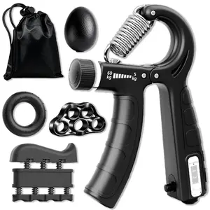 5-in-1 Hand Grip Strengthener Set, Vein-Boosting Forearm Trainer with Finger Exerciser, Grip Ring & Stress Ball for Fitness Enthusiasts