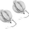 2pcs Stainless Steel Tea Strainer Infuser Ball Mesh Tea Filter with Extended Chain Hook for Loose Tea Leaves (2 Inch) Set Handy, Metal Tea Infuser, Removable Infuser