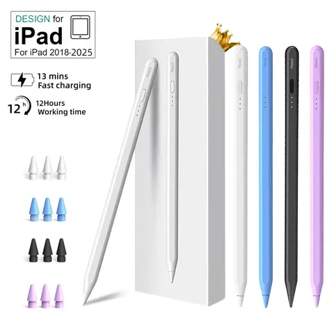 iPad Pencil for iPad 2018-2025, 10 Mins Fast Charging Stylus Pen with Palm Rejection, Tilt Sensitivity for iPad 6/7/8/9/10/11,Air 3/4/5/M2/M3, Mini 5/6, Pro 11"/12.9"/M4