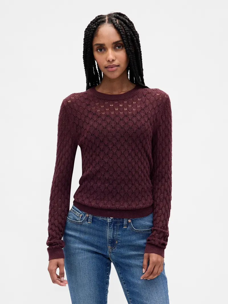 Zara Knit Pointelle Sweater with Ruffles - TikTok Shop