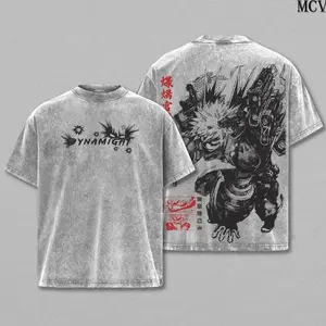 Katsuki Bakugo My Hero Academia Anime 2 Face Printed Vintage Washed Tee, Perfect Gift For Anime Fan, Unisex Oversize Anime Manga Washed T-shirt, Anime Merch KY6