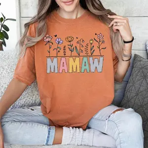 Mamaw Shirt, Mamaw Comfort Colors Shirt, Cute Mamaw Tshirt, Mamaw Floral Wild Flower Bella Canvas Tee, Mother's Day Grandma Gift Tshirt Casual Cotton