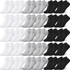 48 pairs of men's cushioned socks, comfortable and breathable low cut casual socks, suitable for sports