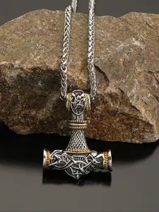 Viking Vintage Rune Hammer Pendant Necklace, Trendy Fashion Men's & Women's Jewelry, Norwegian Style Durable Fashion Accessory, Perfect Gift for All Occasions