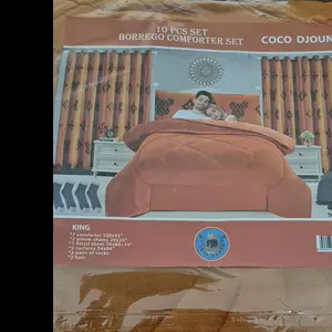 Coco Djoun 10 Piece Bedspread Set King Size Borrego Composter Set with 1 Composter 2 Pillow Shams 1 Fitted Sheet 2 Curtains 2 Socks 2 Hats