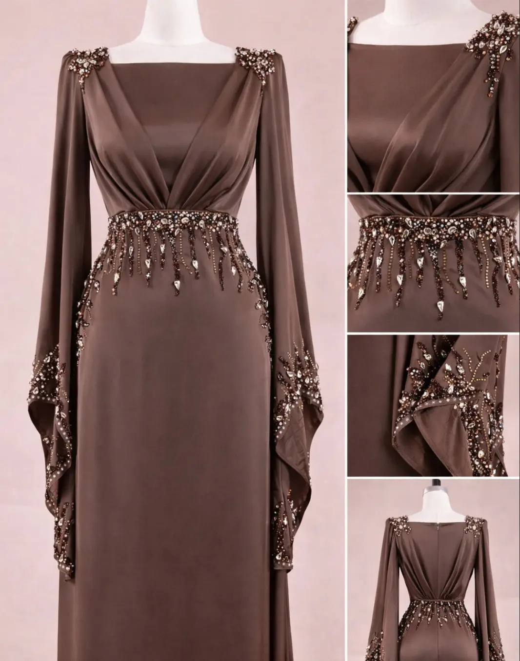 Obsidian Drape Chocolate Brown Custom Gown