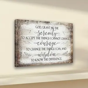 Country Style Frame Decorative Painting "God Grant Me Serenity" - Christian Cottage Decor, Cedar Wood Frame, Ready-to-Hang Inspirational Quote, Suitable for Living Room, Kitchen, Dining Room, and Home Office, Distressed Effect, Serenity Home Artwork