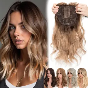 Thick Wavy Hair Toppers with Bangs Clip On Topper Soft & Breathable Synthetic Hairpiece For Thinning Hair Wiglets