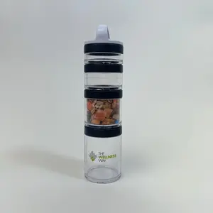 GoStax - The Wellness Way Stackable Container with Handle Four Compartments Twist & Go Design Compact Travel Ready BPA Free