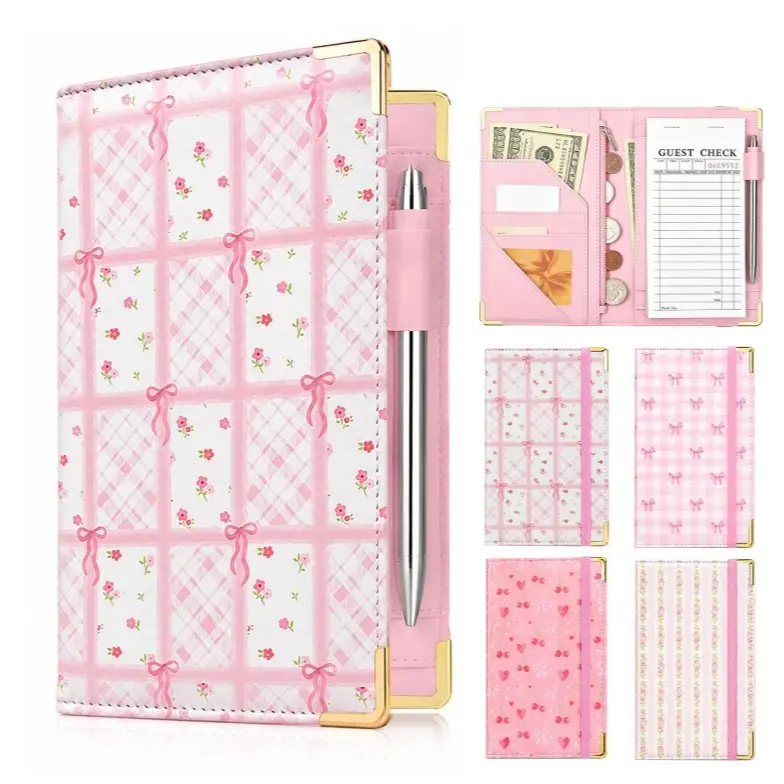 Server Book For Waitress, Leather Checkbook Holder With Zipper Pocket And Pen Holder, Fits Apron Serving Notepad Restaurant