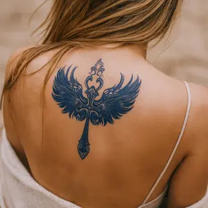 3 Pieces Semi Permanent Long Lasting Sacred & Profane Tattoo Set Including Winged Cross Minimalist Crosses & Serpent Sword Design for Meaningful Body Art for Women and Men, adults