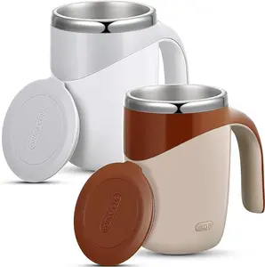 Home Office Travel Stirring Mug Automatic Mug Stirring Coffee Mug Self Stirring Stainless Steel Mug Christmas Gift Birthday Gift (White, Coffee) Cup Drink