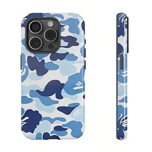 Blue and white camouflage phone case, drop-proof and scratch-resistant, compatible with iPhone 17/16/15/14/13/12/11/X/XS/XSMAX/XR/7P/8P, an ideal holiday gift for friends, family, and yourself.