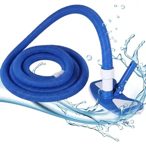 4 Pcs 4-in-1 Above Ground Pool Cleaning Maintenance Kit, Includes 1-1/4" x 16 ft Vacuum Hoses, Weighted Vacuum Head, Brush, Skimmer Net, Fits 1-1/4" or 1-1/2" Hose, Pole Not Included