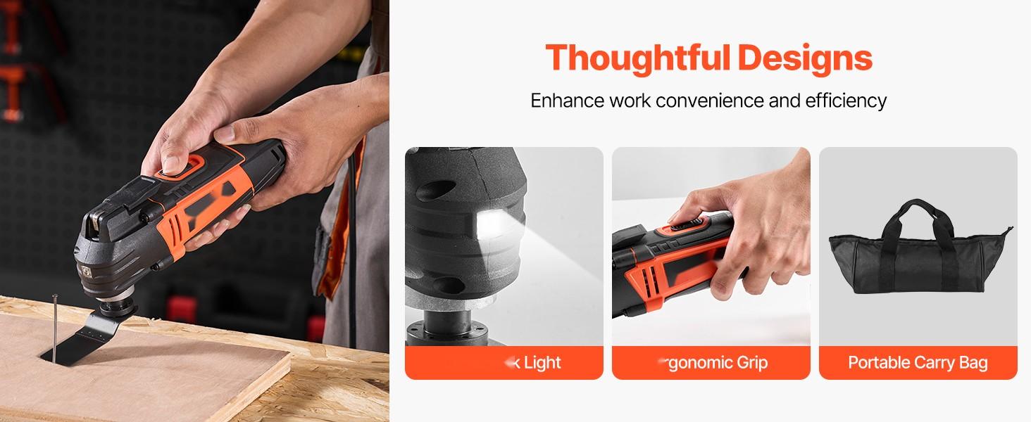 Multitool Oscillating Tool for Precision Cutting and Sanding, 4 Amp Corded Power, Variable Speed Control with 6 Settings, Quick Change Accessory System, Ergonomic Handle, Durable Construction for DIY Projects and Professional Use