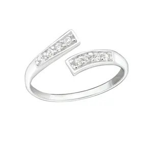 925 Sterling Silver Toe Ring with CZ Crystals
