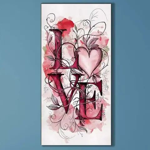 5D DIY Crafts Full Diamond Round Diamond Painting - Diamond Art Kit Heart Letters Mosaic, Canvas - DIY Decoration Painting, Home Wall Decor, Perfect for Halloween and Christmas, Independence Day, Birthday, and Anniversary Gifts, Diamond Painting Kits