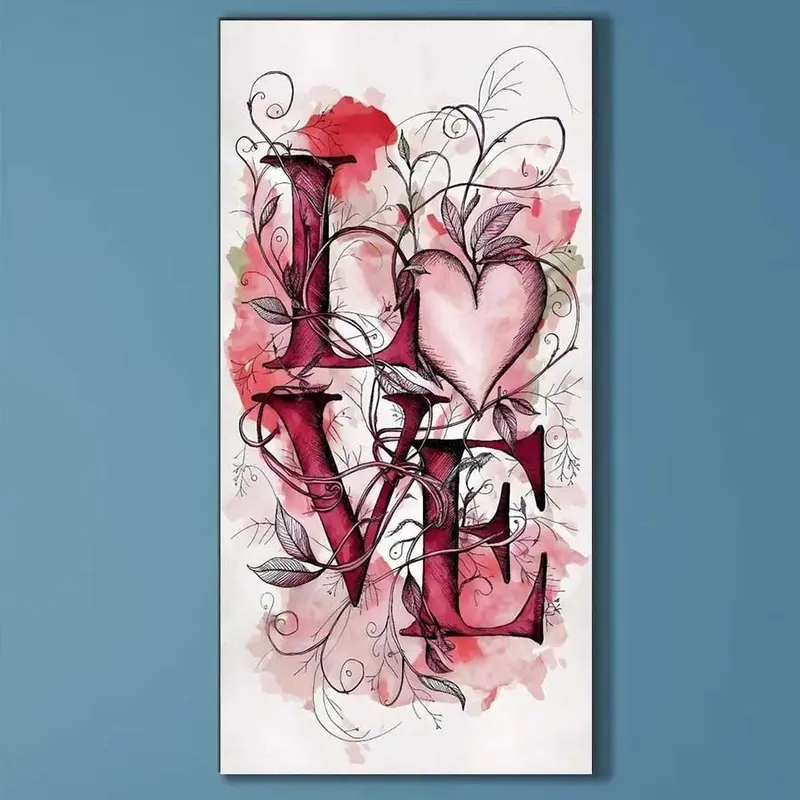 5D DIY Crafts Full Diamond Round Diamond Painting - Diamond Art Kit Heart Letters Mosaic, Canvas - DIY Decoration Painting, Home Wall Decor, Perfect for Halloween and Christmas, Independence Day, Birthday, and Anniversary Gifts, Diamond Painting Kits