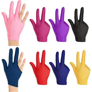 8 count Billiards Glove,  Three Fingers Billiard Gloves, Breathable Elastic  Pool Glove for Women Men Left and Right Hand