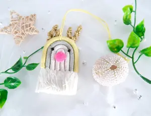Macrame Christmas Elk Car Charm  Boho Car Accessory Macrame Car Decor Car Hanging Home Decor