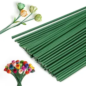 Floral Wire Stems, 60 Pack 2 Gauge Green Floral Stem Wire for Paper Wrapped Wreath Making Supplies