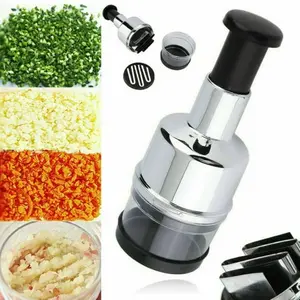Jumbo Food Chopper - Stainless Steel Blade, Electroplated Silver, Manual Chopper, Slicer, Peeler, Dicer for Vegetables, Fruits, Onions, Garlic, Compact Design, Easy to Clean, Dishwasher Safe, Self-Contained, Fingerprint Protection
