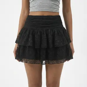 Women's Tiered Pleated Cake Skirt Summer Beach A-Line Flowy Short Skirt