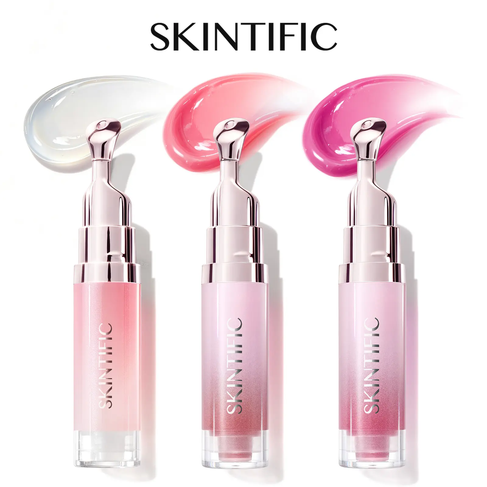 SKINTIFIC Lip Serum Trio 3-Piece Set – Clear + Pink + Berry Color Options, Hydrating & Glossy Lip Treatment, Peptide Lip Serum, Lip Oil & Lip Gloss
