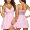 Avidlove Lingerie For Women Babydoll Nightgown Lace Chemise Modal Sleepwear Full Slip Sleep Dress, Deep V-Neck, Adjustable Straps, Sheer Lace Back, Honeymoon Valentine's Day Gifts