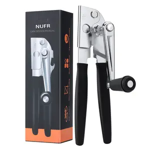 Crank Can Openers Manual,Heavy Duty Commercial Can Opener with Rubber-coated Long Handles