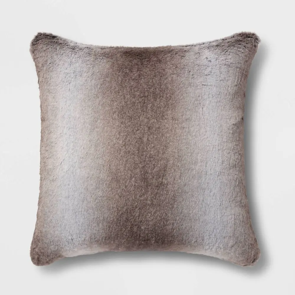 Neutral Faux Fur Throw Pillow - Threshold