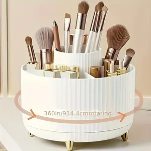 1 Pack Rotating Makeup Organizer Desktop Storage Box Makeup Tool Organizer 360 Degree Rotation for Brushes Cosmetics Lipstick Pencil Vanity Countertop