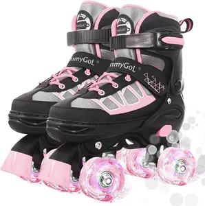 Nattork Kids Roller Skates for Boys Girls, 4 Sizes Adjustable Quad Skates with Light Up Wheels, Beginner Skates Indoor Outdoor Sports Gift