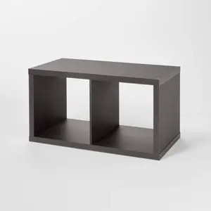 13'' 2 Cube Organizer Black Oak - Brightroom: MDF Bookshelf with Anti-Tip Hardware, 13" Cubby Storage System
