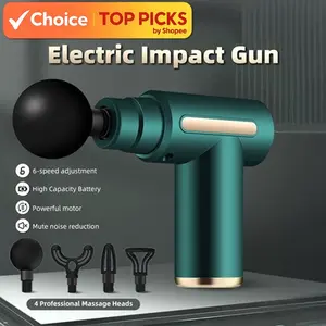 Mini Massage Gun – 6-Speed Muscle Relaxation Massager with 4 Heads for Foot, Neck & Body (Mesin Urut Kaki)