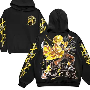 Graphic Demon Slayer Agatsuma Zenitsu Hoodie, Tanjiro Inosuke T-shirt 2025 Infinity Castle Casual Sweatshirt