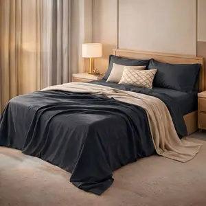 4pcs Ultra Soft 85g Sheet & Pillowcase Set, Sanded Sanded, Soft Wear-Resistant, Solid, Machine Washable, All-Season, Christmas Comforter Set, Twin, Full, Queen, King, Cozy Bed Sheets Set(1 Flat Sheet, 1 Fitted Sheet, 2 Pillowcases - No Inserts)