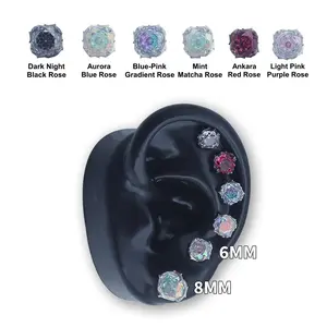 [LUMI96] Sterling Silver Thorn Rose Cut AAAAA+ D Color VVS CZ Stone Stud Earrings, Jewelry for Men Women, Unisex