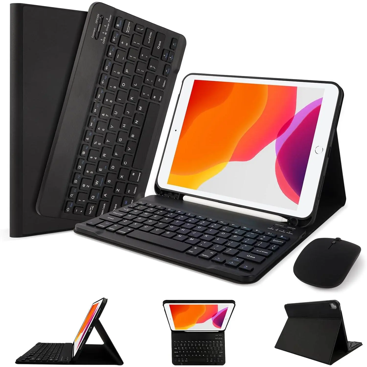 Keyboard Case with  for iPad 10.2" 9th 8th 7th Generation, Detachable  Keyboard with Pencil Holder for iPad 10.2 Inch/iPad Air 10.5"(3rd Gen)/iPad Pro 10.5 in, Black