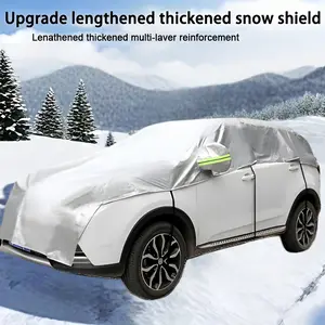 190T Polyester All-Weather Car Cover Waterproof Dustproof UV & Snow Resistant with Sun Shade for Windshield and Roof Protection Universal Fit for Sedans Trucks SUVs Vehicle Protection Durable Fabric Defense