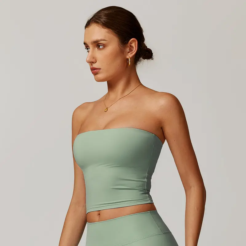 MASKERT Women's Strapless Sports Tank Top, Breathable Comfortable Activewear for Gym & Commuting