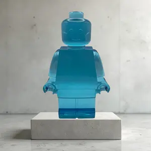 Blue Resin Discounted Robot 11" Tall Handmade Resin Figure