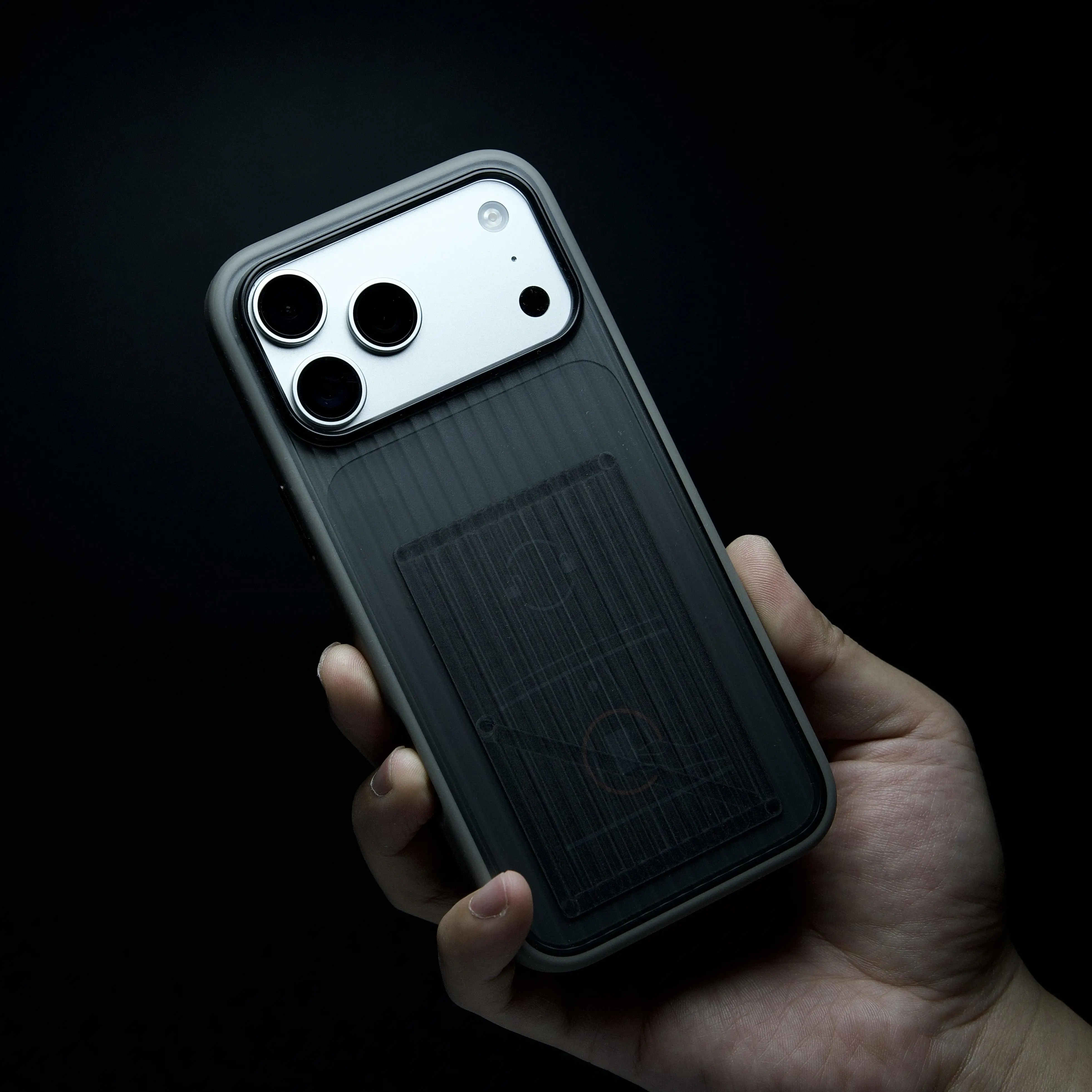 Soft TPU-PC Case for iPhone 17 Pro Max, Non-Slip Anti-Fingerprint Suitcase Design Casing with Built-In SIM Slot & Drop Protection