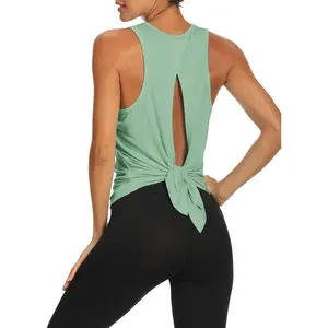 Outdoors & sports Bestisun Workout Tank Tops Open Back Yoga Exercise Shirts Tie Back Athletic Clothes for Women