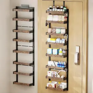 Garvee 8-Tier Adjustable Metal Spice Rack Organizer, 2-in-1 Over-the-Door & Wall-Mount Kitchen Storage Shelf with 8 Baskets, No-Drill Installation, for Pantry, Cabinet, Closet, Bathroom, 45x14x170cm