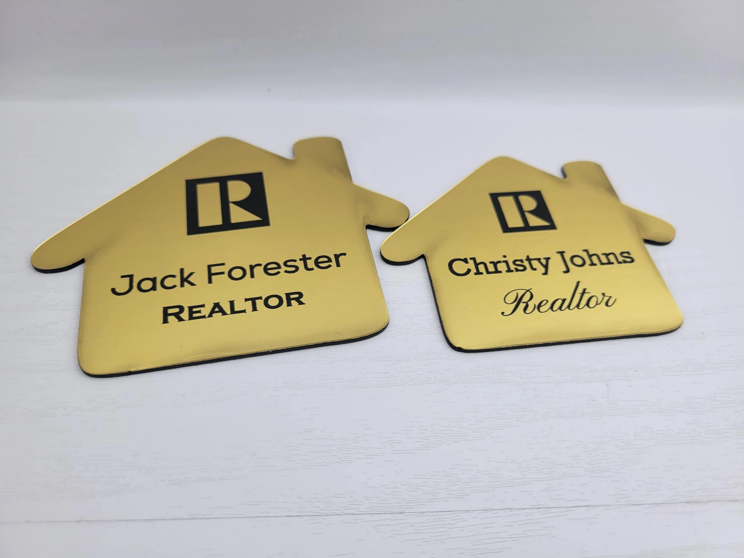 House Shape Engraved Badge for Real Estate Agents, Professional Broker ID with Magnetic Backing Professional Office ID with Magnet
